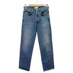 AGOLDE 90s Crop Jeans Oblique Wash Size 23 Raw Hem Button Fly Non-Stretch Denim Photo 1