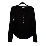 Faherty  Legend Ribbed Henley Black Long Sleeve Womens XL Photo 1