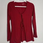 Year Of Ours  Red Long Sleeve Bow Tie Front Shirt Size Medium Photo 0