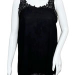 Brixon Ivy  Shirt Womens‎ Medium Blouse Black Floral Lace Trim Neutral Minimalist Photo 0