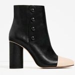 ZARA  Black Ankle Boots  W/Cream Capped  Toe Photo 0
