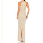 Mac Duggal New NWT Beaded Sleeveless High Neck Column Gown Nude Silver Size 6 Photo 1