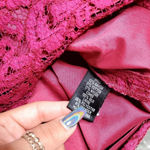 Adrianna Papell  Magenta Lace Short Bell Sleeve Dress Photo 3