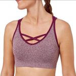 Reebok  Heathered Seamless Maroon Purple Sports Bra L Strappy Photo 0