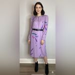 Vintage 80s Flora Kung Sheath Dress Purple‎ Silk Retro Glam Puff Shoulder Purple Size 8 Photo 1