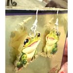 Frog Earrings New Dangle Hooks Green Double Sided Horny Toad Jeremiah Bu… Photo 5