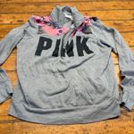 PINK - Victoria's Secret  Gray Floral Quarter Zip Sweatshirt Women's Size Small Photo 0
