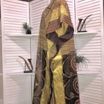 Vintage 70s Boho Kaftan Batik Golden Baroque Art Print Maxi Dress OS Brown Size undefined Photo 4