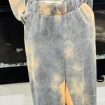 Grey Tie Dye Cropped Jacket & Jogger Set Gray Size M Photo 2