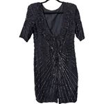 Vintage Styleworks silk black sequins evening party dress 80s retro size 6 Photo 1