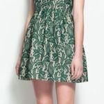 ZARA NWT  Green Lace Fit Flare Tulip Party Dress Small Photo 0