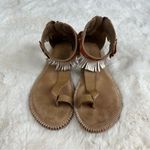 Manitobah Mukluks Wasaga Ankle Sandal Light Brown Red Tan Fringe, 8 Photo 2