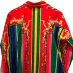 Red Striped Button Up Dress Colorful Sz XL Long Sleeve Preppy Photo 4