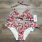 Hurley  Floral Two Piece Bikini Swim Suit Multicolor Pink Orange Surf Size XL Photo 0
