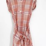 Ulla Johnson Theo Pink Plaid Tie Waist Dress Short Sleeve Size 6 Photo 1