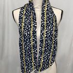 Funky vintage head wrap scarf belt wide navy gold squiggle Blue Photo 2
