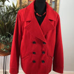 Old Navy  Women XL Red Wool Blend Double-Breasted Peacoat Collared Pocket Formal Photo 0