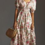 Anthropologie NWT by Somerset Maxi in Rose Floral Puff-Sleeve Edition Dress L Photo 0