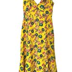 SALONI Silk Yellow Ruffle Open Back Floral Print Holly Midi Dress Size 2 Photo 3