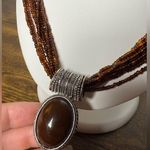 Cherokee Vintage  Trail of Tears Brown Beaded Bib Necklace Photo 2