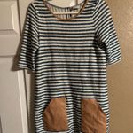 Postmark from Anthropologie Sapony Striped Tunic Faux Leather Pockets Size M Blue Size M Photo 0