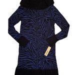 DKNY Jeans Black and Blue Zebra Print Sweater Dress Womens Extra Large Photo 0