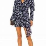Saylor  Merritt Blue Purple Floral Print Puff Long Sleeve Mini Dress Size L New Photo 0