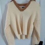 Nasty Gal Cream and Tan V-Neck Sweater Photo 0