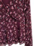 American Rag Cie Floral Long Balloon Sleeve V-Neck Blouse Purple Size Small Photo 5