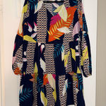 Tropical Leaf Print Long Sleeve Women’s Dress Size XL Multiple Photo 0