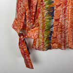 Coldwater Creek 100% Silk Abstract Print Blouse Medium V-Neck Colorful Rainbow Photo 2