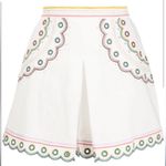 Zimmermann  Size 2 Peggy‎ Linen Shorts White Colorful Embroidered Accent Coastal Photo 9
