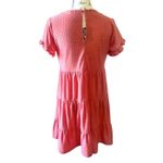 Sugar Lips Sugar + Lips Coral Pink Swiss Dot Tiered Babydoll Dress Women's Small Photo 4