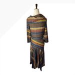 Danny and Nicole Dress Women 6 Brown Striped Asymmetrical Hem Midi Boho Preppy Photo 2