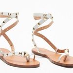 Schutz Courtney Studed Wrap Sandal White Gold Size 6B Photo 0