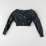 Manière De Voir Size 6 Black Ribbed Crop Top Long Sleeve Sweater Sexy Grunge Photo 3