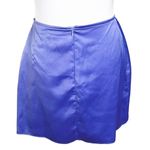 Danielle Guizio Satin Mini Skirt In Lilac Prime Side Slit Women’s Size L Flawed Photo 2