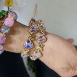 Gold Filled XO Light Pink Crystal Heart Bracelet Photo 5