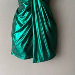 H:ours  sz XXS metallic green faux wrap mini‎ party dress Photo 2