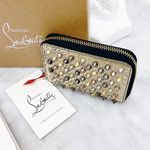 Christian Louboutin Authentic RARE Metallic Tri Toned Compact Zip Card Wallet Photo 2