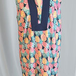 Simply Southern  Pineapple Print Tunic Dress  XL Sleeveless Collared Navy Trim Photo 0