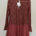 Free People  Tell Tale Dusty Mauve Lace Tunic Dress, size Xs Photo 0