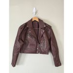 BLANK NYC Faux Vegan Leather Crop Moto Jacket In Wine Size Small NEW Photo 2