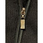 Cache  Black 2 WAY Diagonal Rhinestone ZIPPER Rib Knit Top Wayne Rogers Photo 9