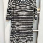 Amina Rubinacci Textured Sequin Grey Linen Blend Knit Sweater Dress Size Medium Gray Photo 0