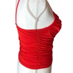Just Polly Red Ruched Mesh Underwire Bustier Tank Top Photo 1