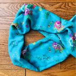 Anthropologie Moksha Wool Floral Paisley Rectangular Turquoise Scarf Photo 2