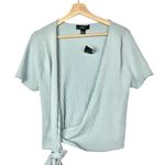Forever 21  Light Blue Ribbed Short Sleeve Wrap Sweater 2X Photo 1