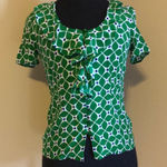 Fossil  silk printed green ruffle blouse❤️ Photo 0