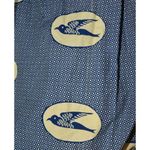 None Hand Made Blue & Beige Nautical Coastal Sundress Size L Embroidered Bird Pattern Photo 12